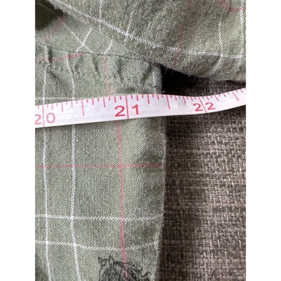 Womens Button Down Short Sleeve Green Shirt Size Large Western Horse Print - Picture 5 of 6